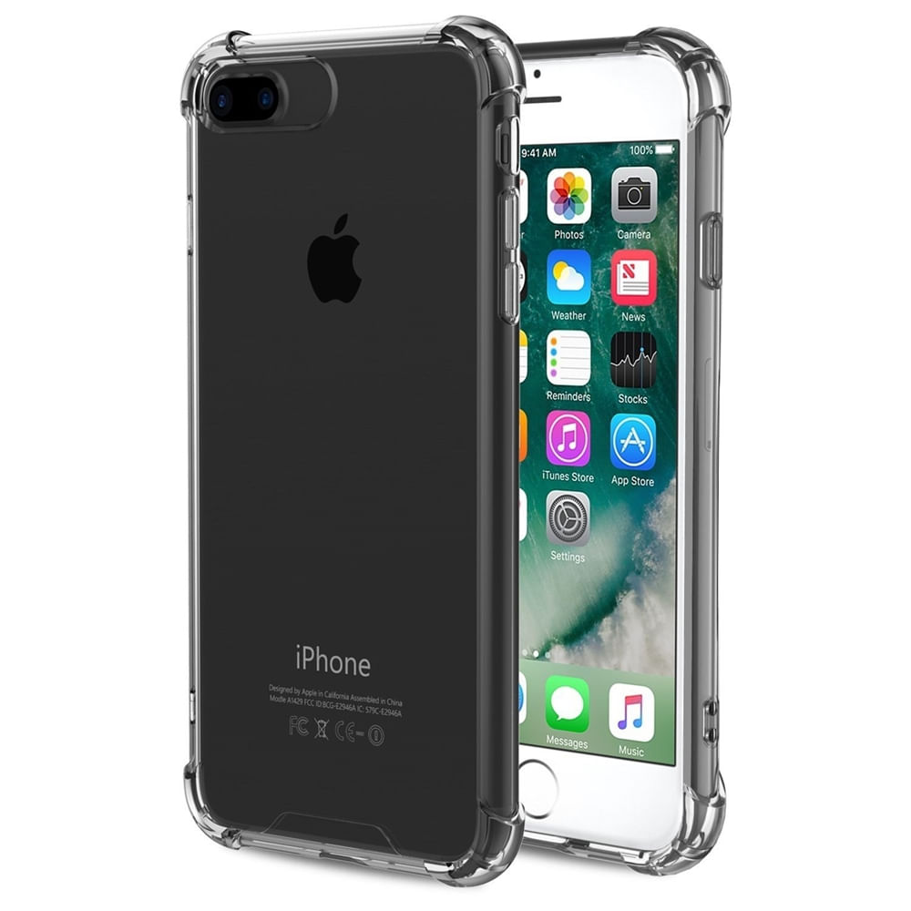 Capa Iphone 7 Plus Acrilica Com Borda Anti Impacto Preto Celsite